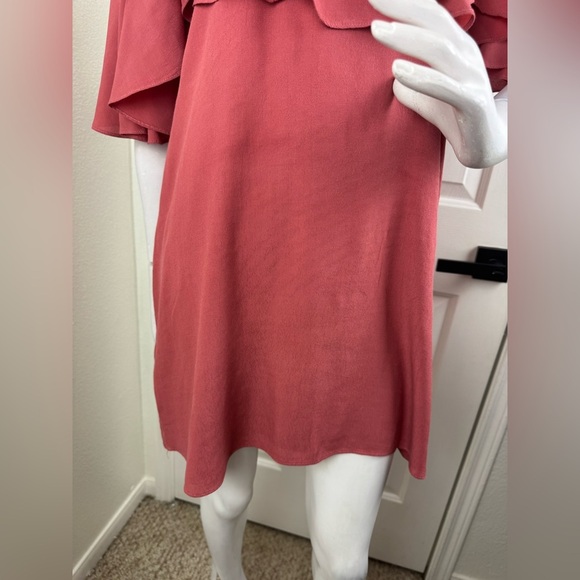 MISA Los Angeles Emil Off Cold Shoulder Coral Mini Dress Size Medium.  #102 - Picture 12 of 13
